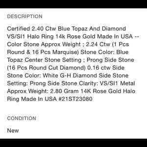 blue topaz & diamond ring in 14k rose gold